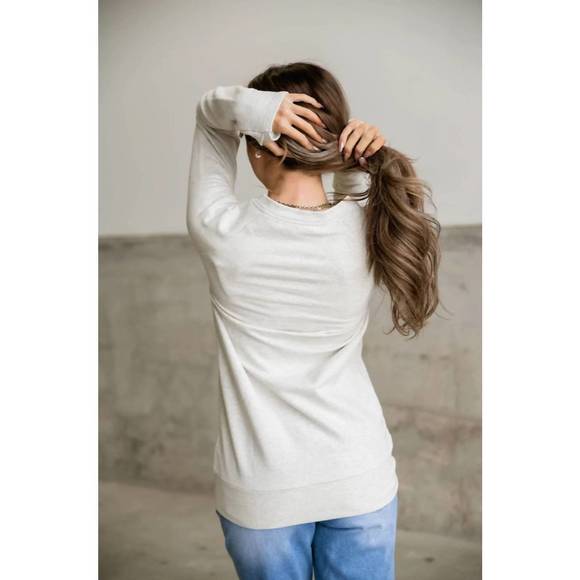 NEW AMPERSAND AVE side zip pullover in oatmeal - Picture 5 of 5